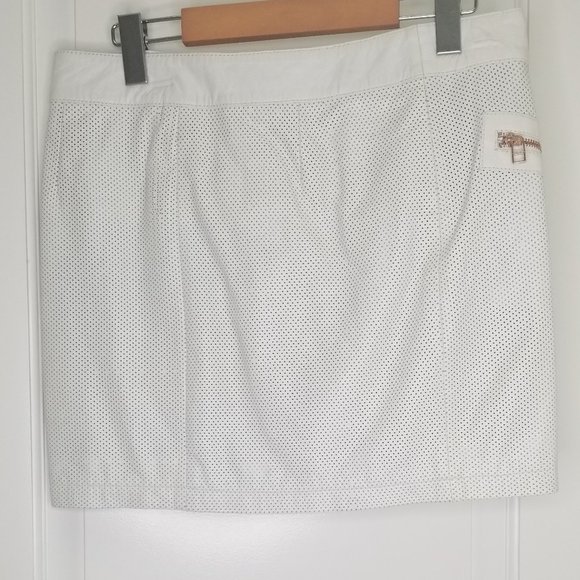 Gestuz White Mini Moto Leather Skirt with Rose Gold Hardware Size 36 or US 4 - Picture 2 of 11